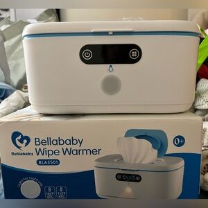 Bellababy Wipe Warmer in White with Blue Trim